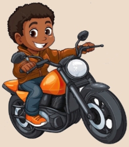 Happy young black male on motorcycle